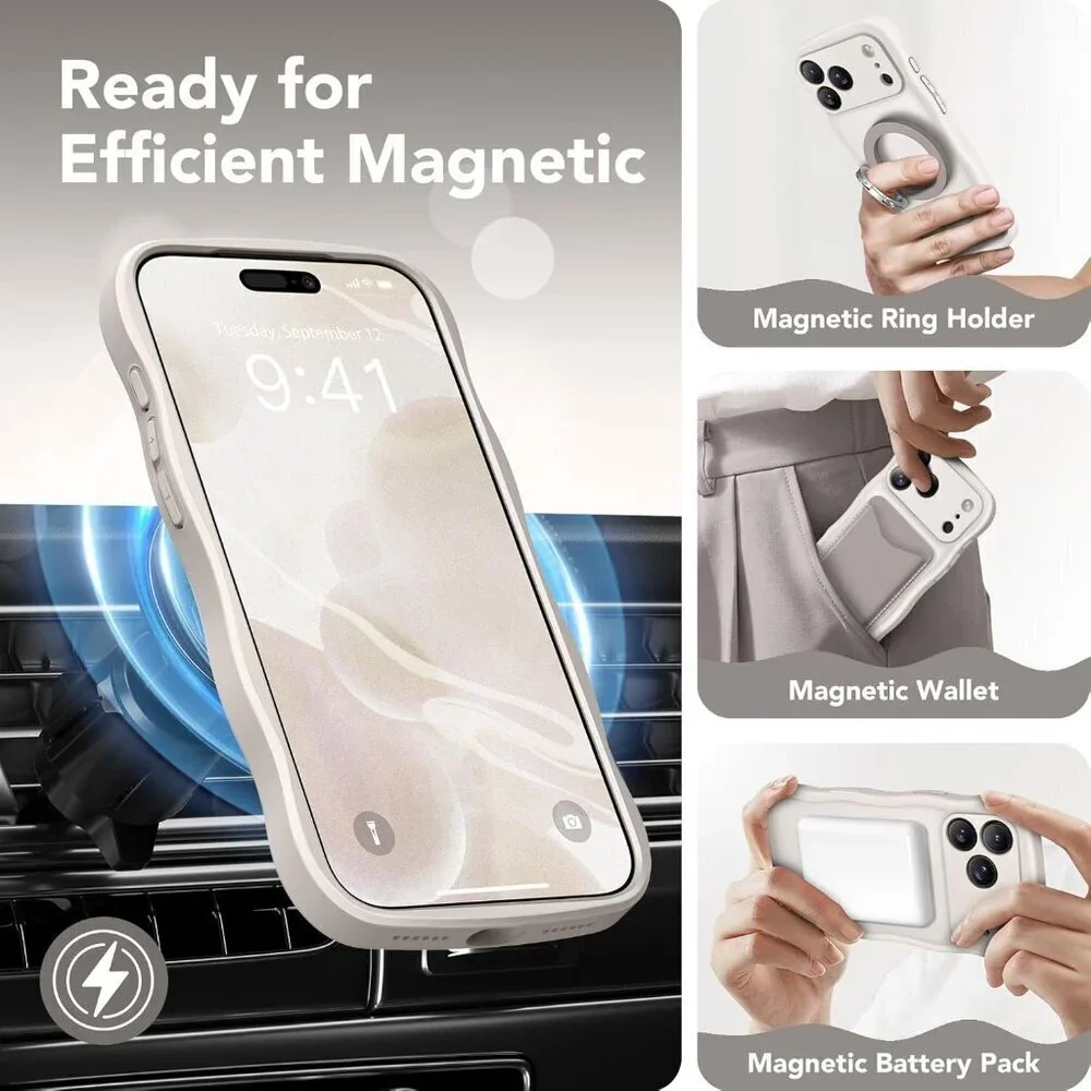 Women Stone Iphone 17 Pro Max Case Full Camera Protection Mag Safe